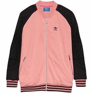 adidas Originals Women's Pink Flocked Wing Mesh Bomber Jacket S Track Top